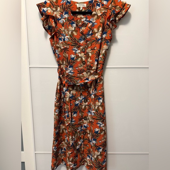 Monteau Orange Floral Dress - Picture 2 of 4